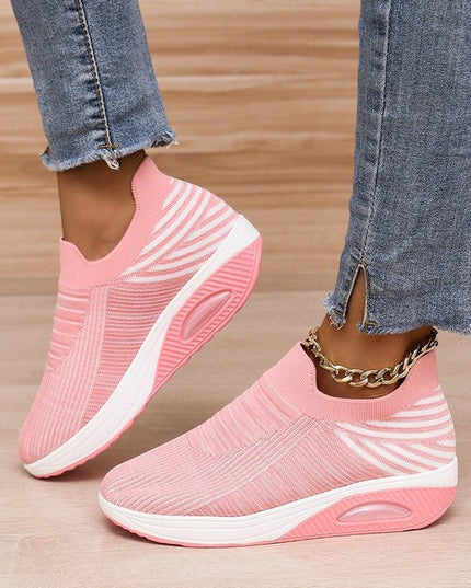 Women's low top fly woven casual sneakers - Libiyi
