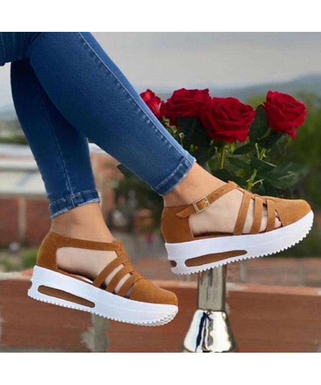 Women Sandals Casual Thick Bottom Comfortable Mid Heels Sandals - Libiyi