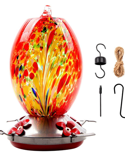 Hummingbird Feeder Hand Blown Glass