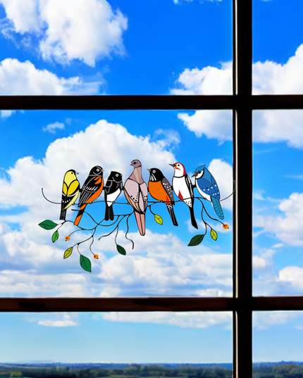 Birds Stained Glass Window Hangings - Libiyi