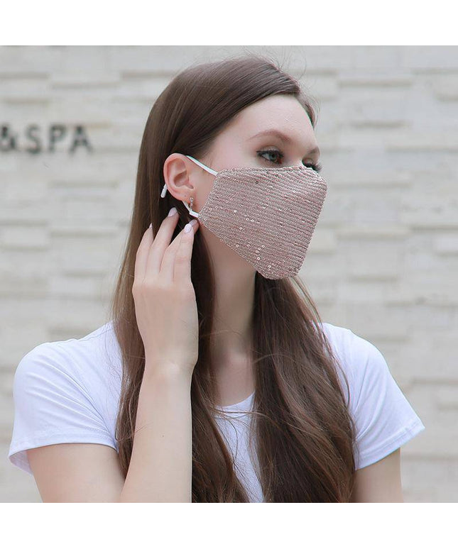 Fashion shiny Facewashable And Reusable Outdoor Sequined Cover Face-Mask - Libiyi