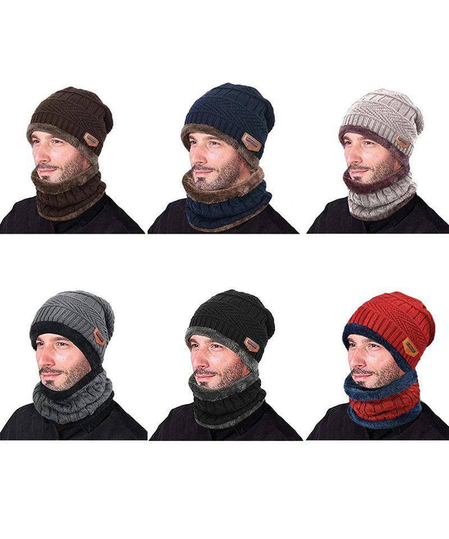 Warm Beanie Cap With Scarf - Libiyi