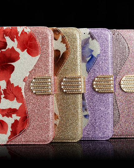 Leather Glitter Rhinestone Flip Case For Samsung A Series - Libiyi