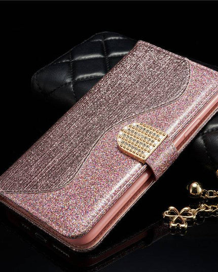 Leather Glitter Rhinestone Flip Case For Samsung A Series - Libiyi