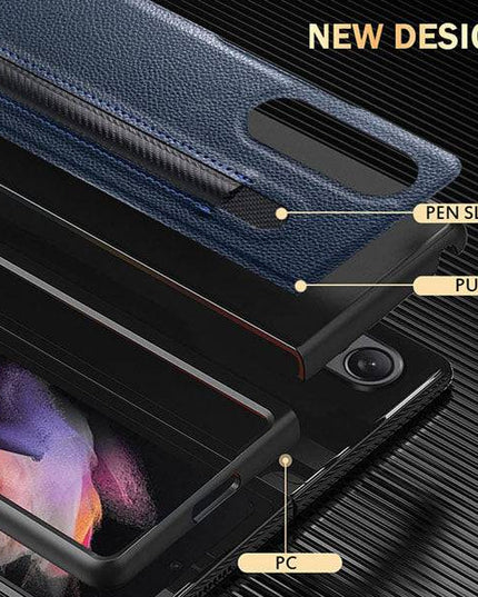 Luxury Business PU Leather Case for Samsung Galaxy Z Fold 3 5G with S Pen Holder - Libiyi