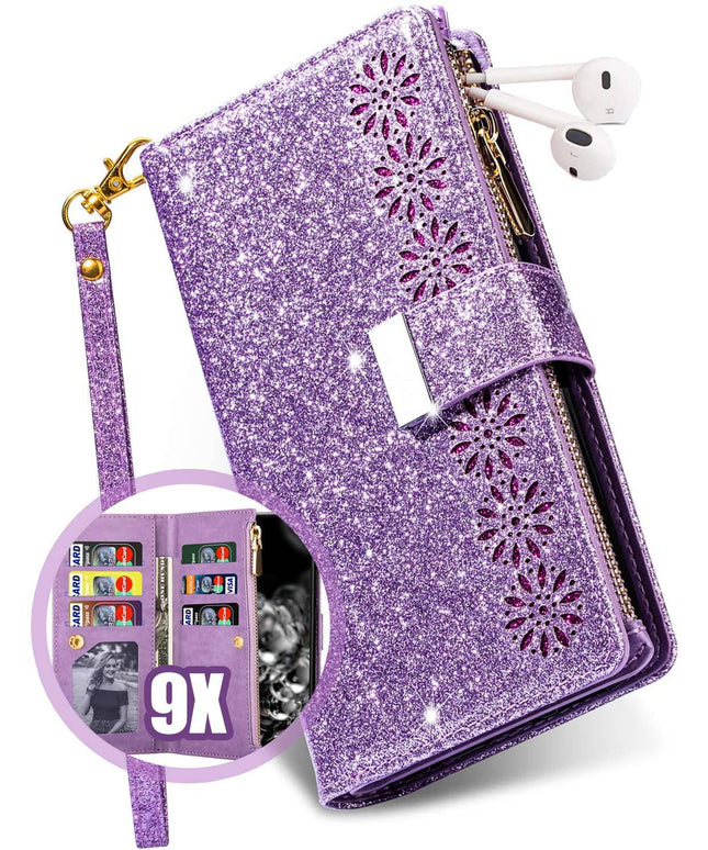 Glitter Sparkly Girly Bling Leather Flip Cover For Samsung S Series - Libiyi