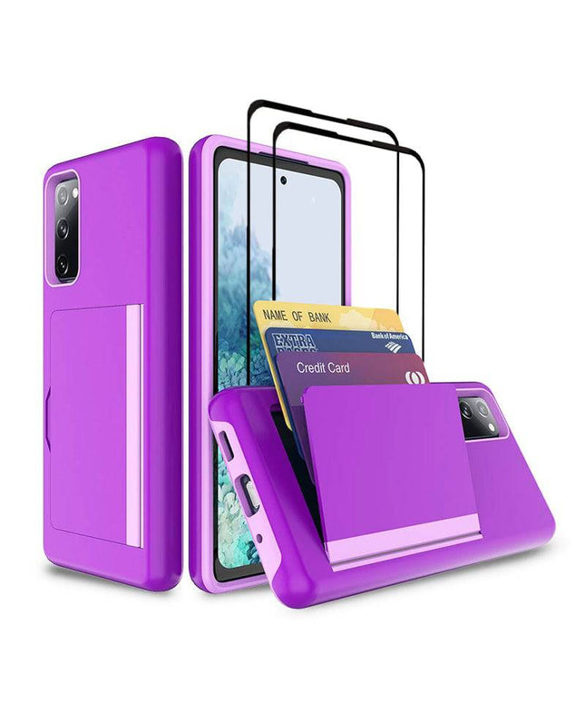 Armor Protective Card Holder Case for Samsung S20 FE With 2-Pack Screen Protectors - Libiyi