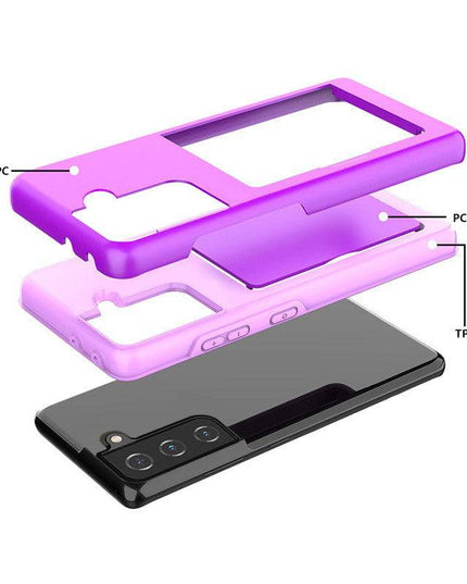 Armor Protective Card Holder Case for Samsung S21 FE(5G) With 2-Pack Screen Protectors - Libiyi