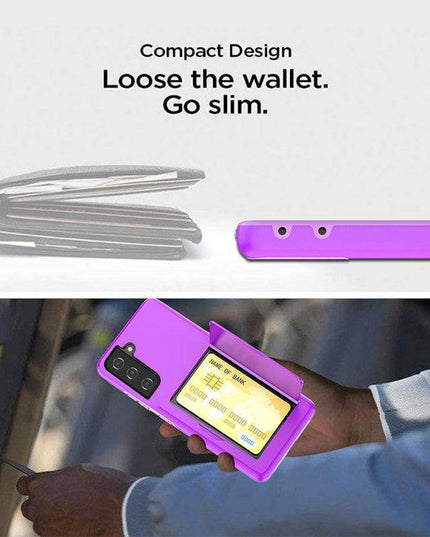 Armor Protective Card Holder Case for Samsung S21 FE(5G) With 2-Pack Screen Protectors - Libiyi