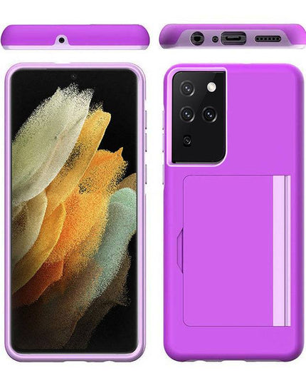 Armor Protective Card Holder Case for Samsung S21 Ultra(5G) With 2-Pack Screen Protectors - Libiyi