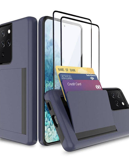 Armor Protective Card Holder Case for Samsung S21 Ultra(5G) With 2-Pack Screen Protectors - Libiyi