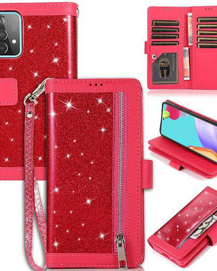 Bling Wallet Case with Wrist Strap for Samsung A52(4G/5G) - Libiyi