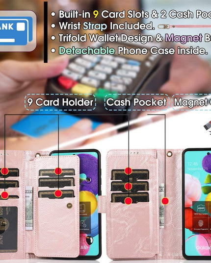 Detachable Flip Folio Zipper Purse Phone Case For Samsung A Series - Libiyi