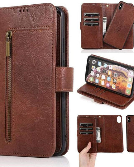 Detachable Flip Folio Zipper Purse Phone Case for iPhone Xs Max - Libiyi