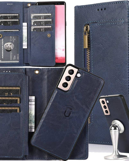 Detachable Flip Zipper Purse Phone Case For Samsung S21 Series - Libiyi