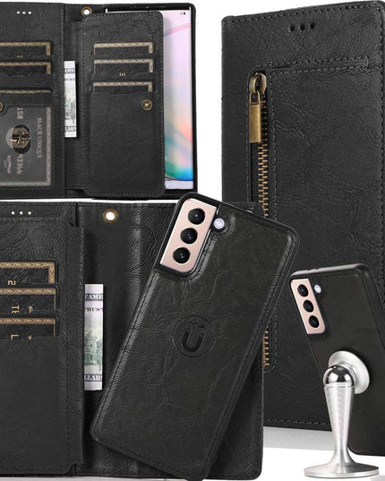 Detachable Flip Zipper Purse Phone Case For Samsung S21 Series - Libiyi