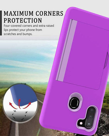 Armor Protective Card Holder Case for Samsung A11(US) With 2-Pack Screen Protectors - Libiyi