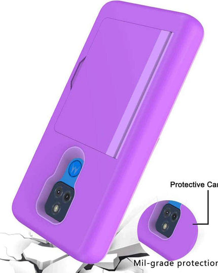 Armor Protective Card Holder Case for Moto G Play 2021 With Screen Protector - Libiyi