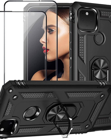 2022 Luxury Armor Ring Bracket Phone case For Google Pixel 4A With 2-Pack Screen Protectors - Libiyi