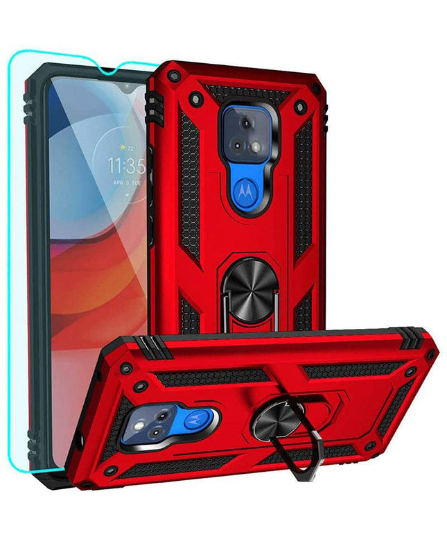 Luxury Armor Ring Bracket Phone case For Moto E7&E7 Plus With Screen Protector - Libiyi