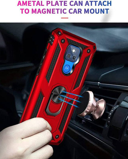 Luxury Armor Ring Bracket Phone case For Moto G Play 2021 With Screen Protector - Libiyi