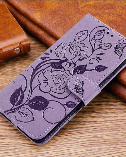 3D Embossed Rose Wallet Case For Samsung A02S - Libiyi