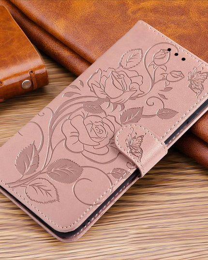3D Embossed Rose Wallet Case For Samsung A02S - Libiyi