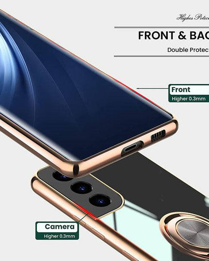 Shiny Plating Built-in Finger Ring Case For Samsung S21 FE - Libiyi