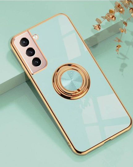 Shiny Plating Built-in Finger Ring Case For Samsung S21 FE - Libiyi