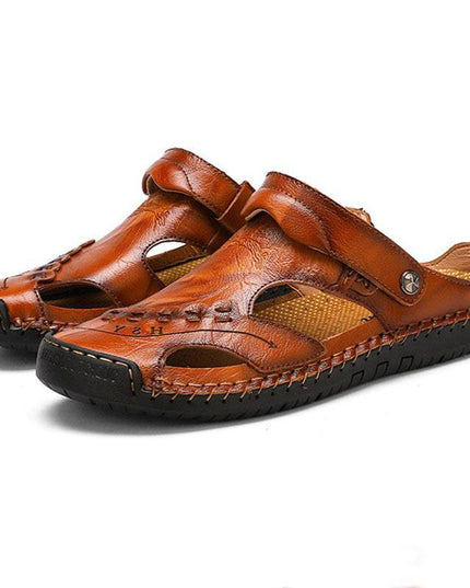Libiyi Men's Casual Breathable Handmade Leather Sandals - Libiyi
