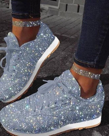 Libiyi Women Sparkle Lace-up Sneakers - Libiyi