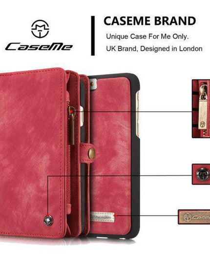 Zipper Wallet Magnetic Case Detachable 2 in 1 Cover For iPhone - Libiyi