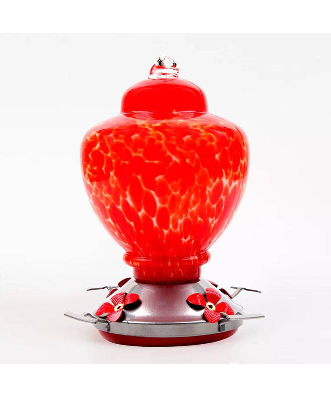 Hand Blown Glass Hummingbird Feeder  - 38 Ounces - Libiyi