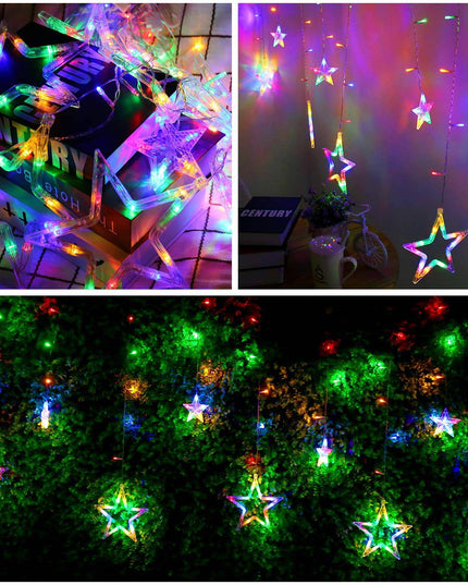 LED Star Curtain Lights 12 Stars 8 Modes Christmas String Lights - Libiyi